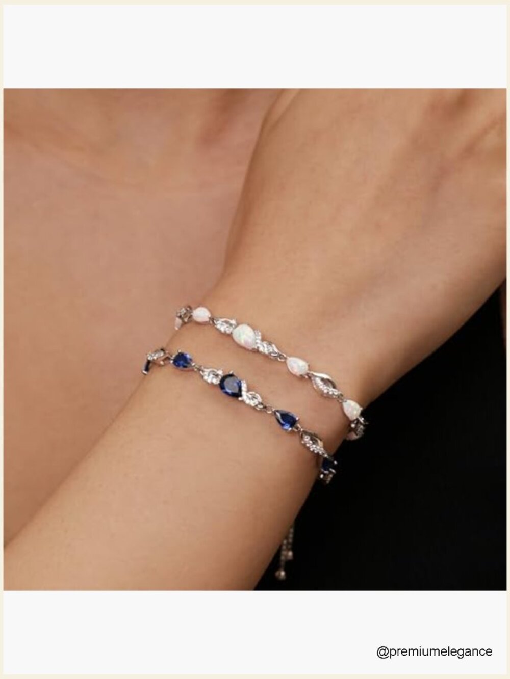 Sterling Silver Birthstone Teardrop Tennis Bracelet Adjustable - Picture 3 of 7